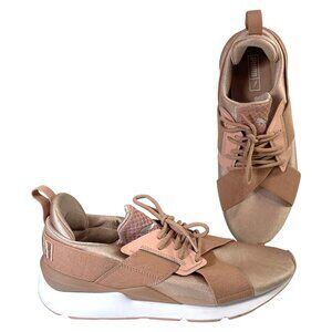 Puma Muse Satin EP Walking Shoes Womens 9 Pink Peach Running Athletic Sneakers